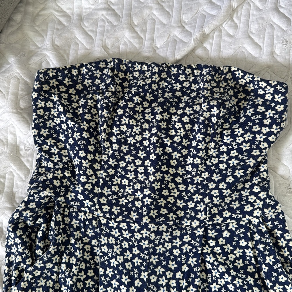 Fighting Eel Strapless Navy Floral Jumpsuit Ava Sky